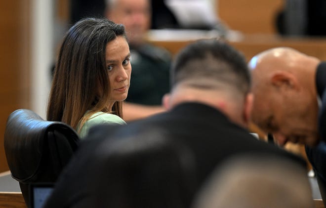 Ashley Benefield on the second day of her trial for the second-degree murder of her husband, Doug Benefield, in 2020 at the Manatee County Judicial Center, July 24, 2024.