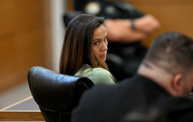 Ashley Benefield on the second day of her trial for the second-degree murder of her husband, Doug Benefield, in 2020 at the Manatee County Judicial Center, July 24, 2024.