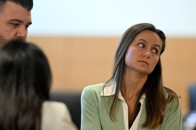 Ashley Benefield on the second day of her trial for the second-degree murder of her husband, Doug Benefield, in 2020 at the Manatee County Judicial Center, July 24, 2024.