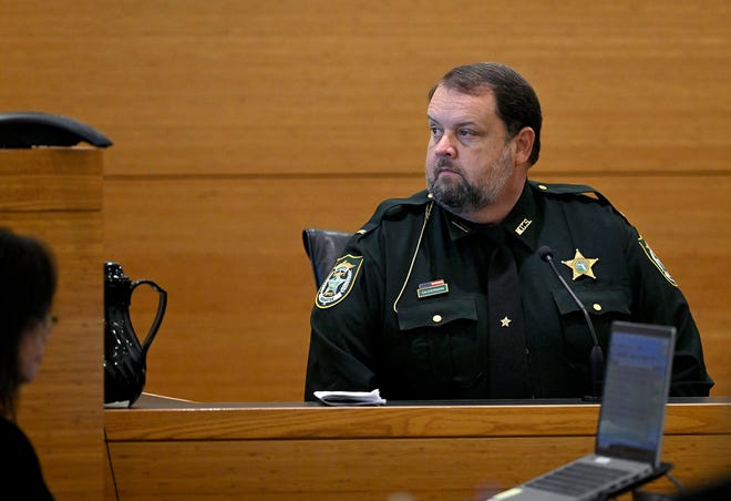 Manatee County Sheriff’s Lt. Dan Dickerman testifies on the second day of Ashley Benefield’s trial for the second-degree murder of her husband, Doug Benefield, in 2020 at the Manatee County Judicial Center, July 24, 2024.