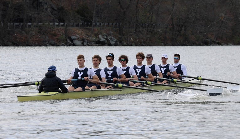 The Yale men’s (heavyweight) crew on the water.