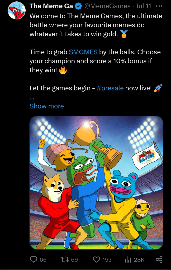 The Meme Games tweet