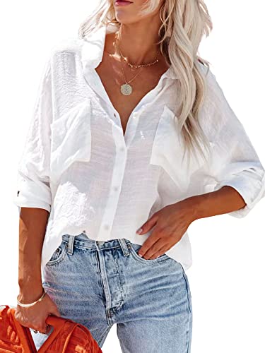 Breezy Lane White Button-Down Blouse