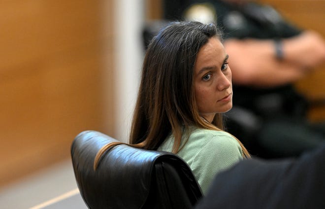 Ashley Benefield on the second day of her trial for the second-degree murder of her husband, Doug Benefield, in 2020 at the Manatee County Judicial Center, July 24, 2024.