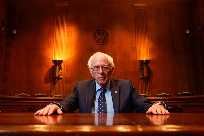 A portrait of Sen. Bernie Sanders on Capitol HIll in the Health, Education, Labor, and Pensions  committee hearing room on Wednesday, May 1, 2024. Jack Gruber, USA TODAY NETWORK