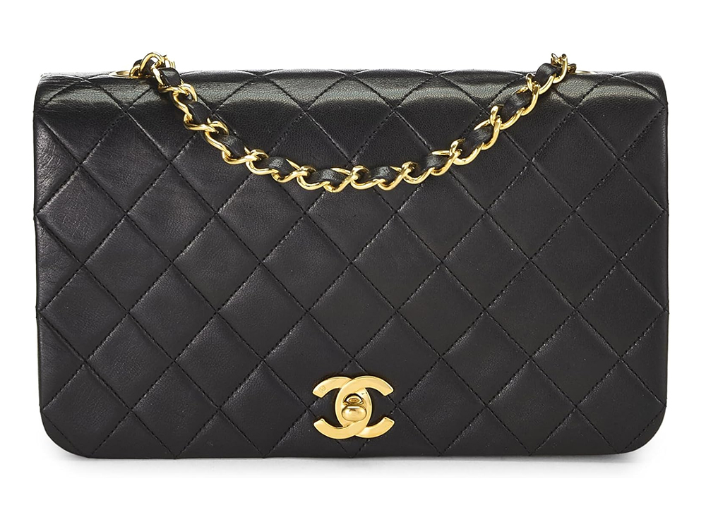 Chanel Pre-Loved Black Quilted Lambskin Full Flap Bag