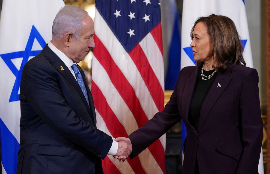 U.S. Vice President Kamala Harris meets with Israeli Prime Minister Benjamin Netanyahu at the Eisenhower Executive Office Building on the White House grounds, in Washington, DC, U.S., July 25, 2024. REUTERS/Nathan Howard TPX IMAGES OF THE DAY