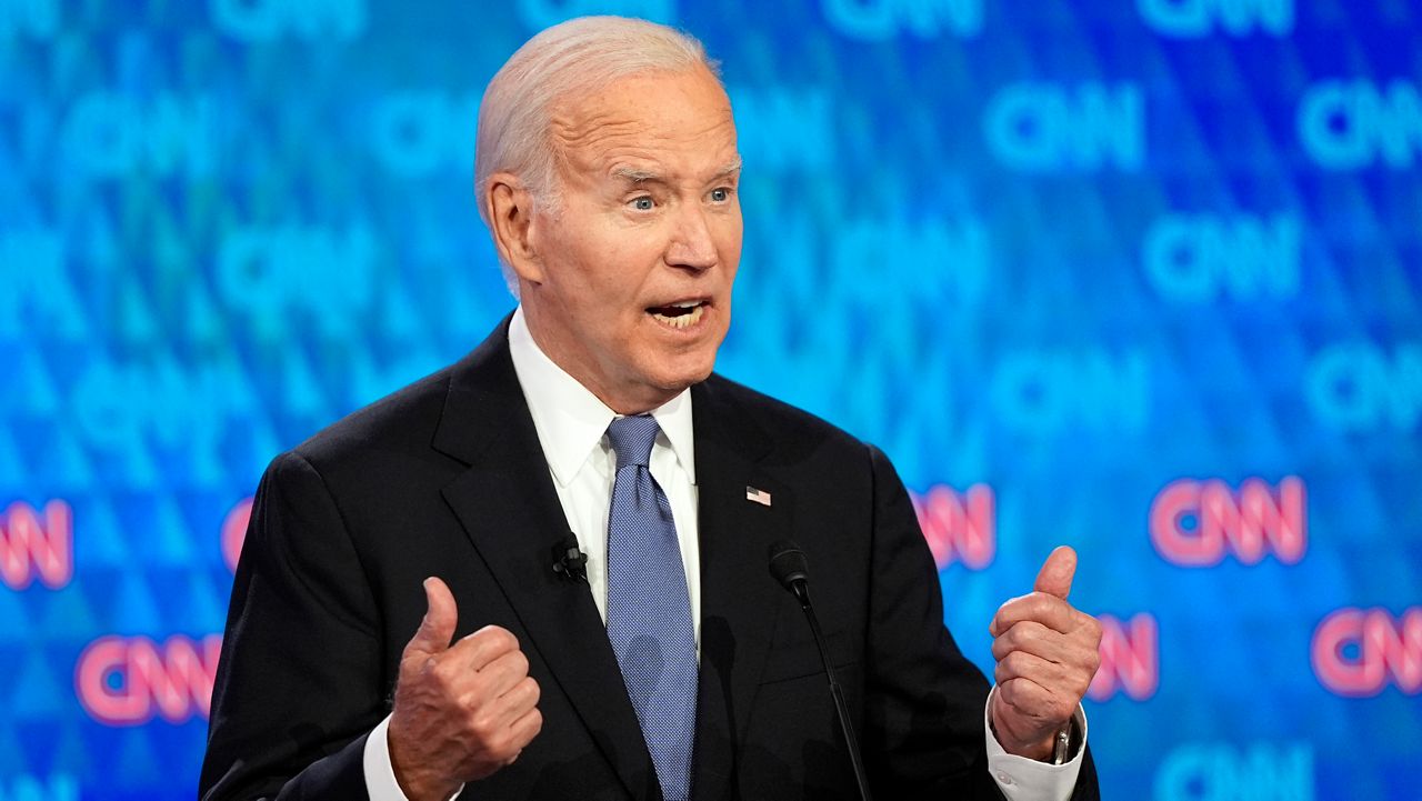 President Joe Biden speaks during a presidential debate hosted by CNN with Republican presidential candidate and former President Donald Trump, Thursday, June 27, 2024, in Atlanta. (AP Photo/Gerald Herbert, File)