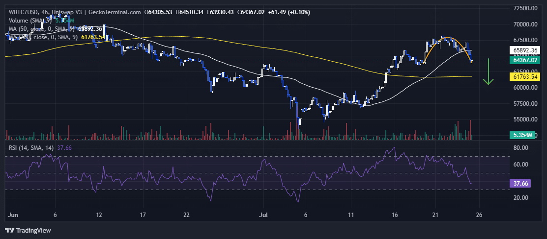 Bitcoin Price Chart Analysis Source: GeckoTerminal.com