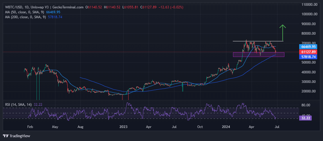 Bitcoin Price Chart Analysis Source: GeckoTerminal.com