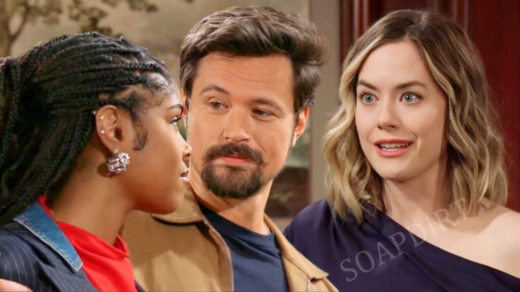 Bold and the Beautiful: Thomas Forrester (Matthew Atkinson) - Paris Buckingham (Diamond White) - Hope Logan (Annika Noelle)