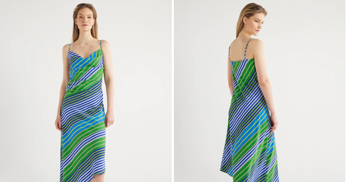 Bring Stripes Back With This Colorful Summer Cowl Neck Dress