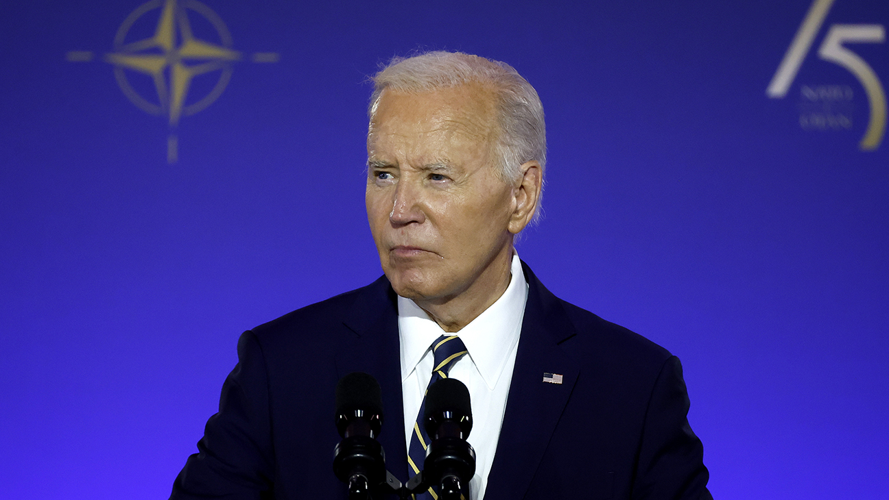 Biden delivers remarks during the NATO 75th anniversary celebratory event in Washington, DC.