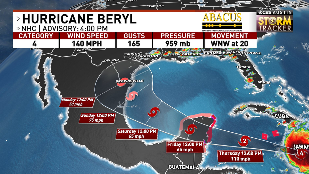 Hurricane Beryl eyeing the Gulf of Mexico