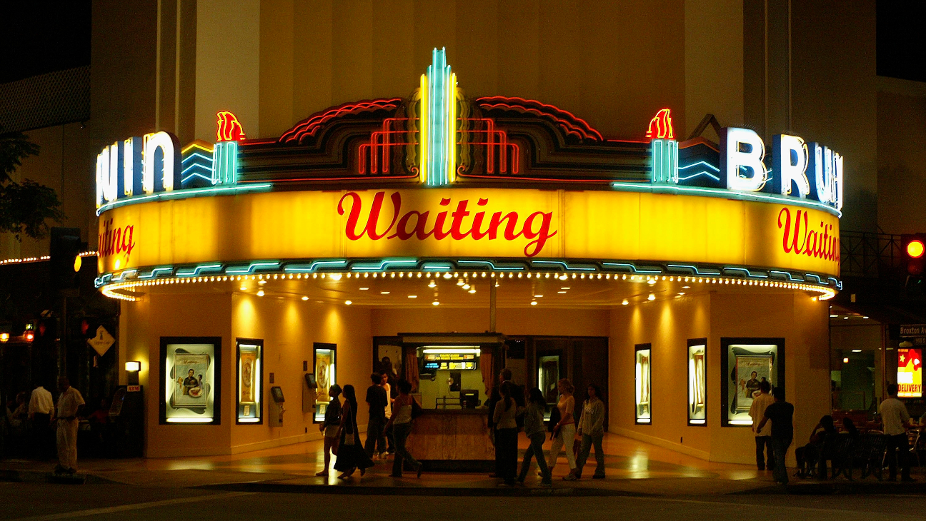 Exterior view of the Bruin Theater in Westwood, California.