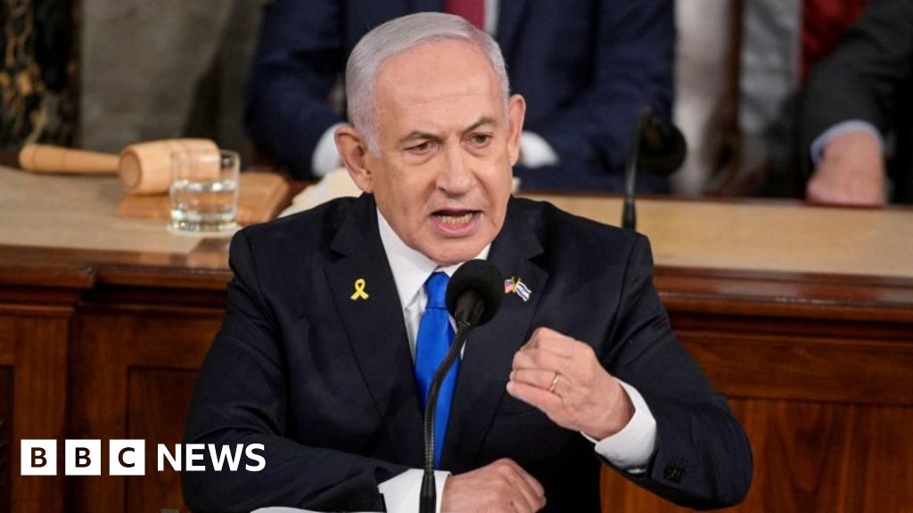 Netanyahu defends war as protesters rally outside US Congress