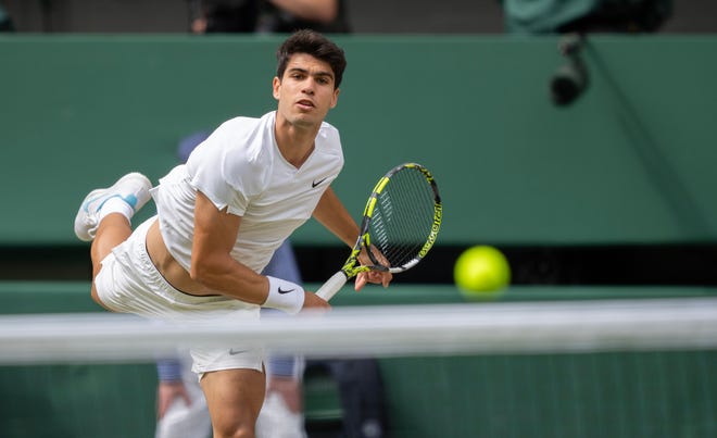 Carlos Alcaraz will meet Novak Djokovic in Sunday's men's Wimbledon final.