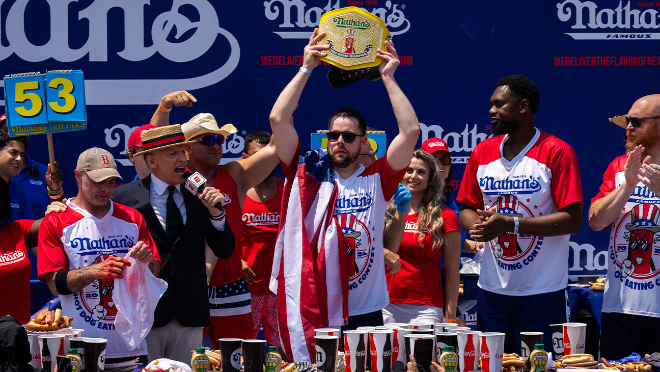 Nathan's Hot Dog Eating Contest 2024 winner, Patrick Bertoletti.