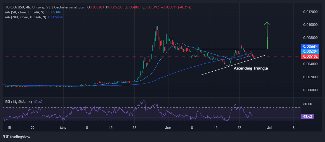 Turbo Price Chart Analysis Source: GeckoTerminal.com