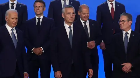 Reuters US President Joe Biden, French President Emmanuel Macron, Nato Secretary General Jens Stoltenburg, German Chancellor Olaf Scholz and UK PM Sir Keir Starmer at the Nato summit