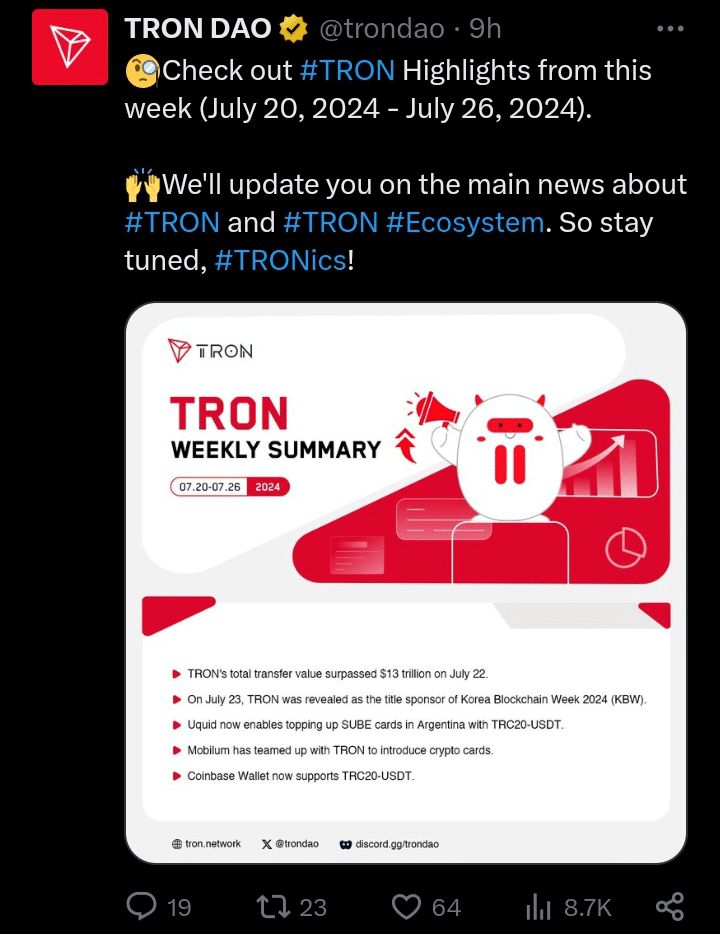 Tron tweet