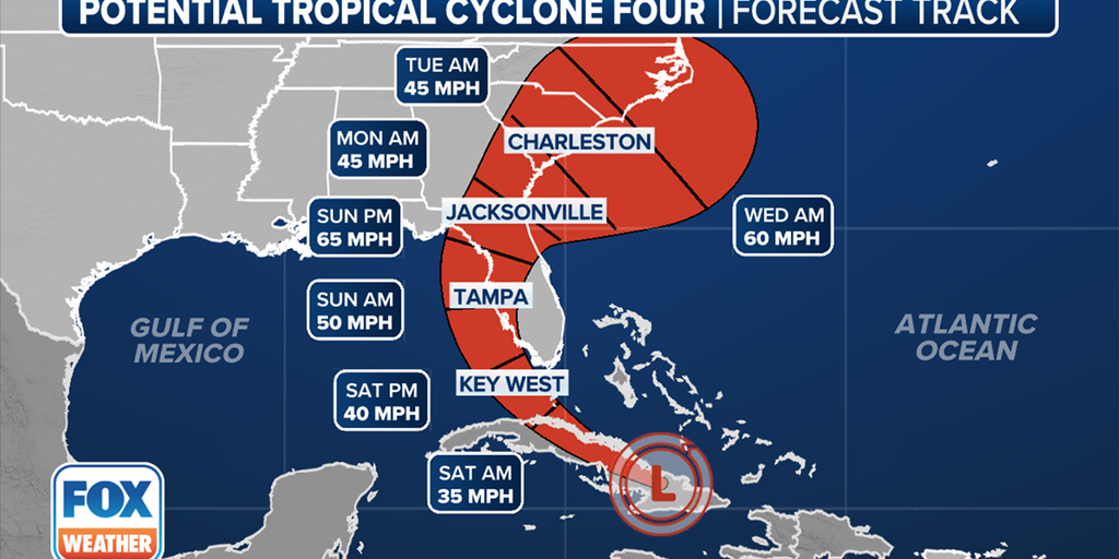 Tropical Storm Warnings issued as Potential Tropical Cyclone 4 takes aim at Florida