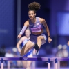 Sydney McLaughlin-Levrone of the U.S. competes in a women's 400-meter hurdles heat at the Paris Olympics on Sunday in Saint-Denis, France.