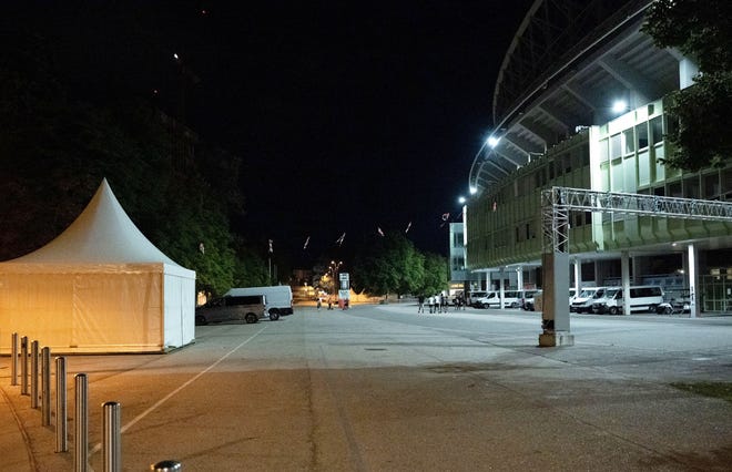 General view outside Happel stadium after Taylor Swift's three concerts this week were canceled after the government confirmed a planned attack at the stadium in Vienna, Austria, August 8, 2024.