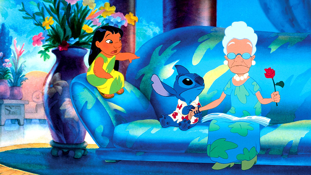 Lilo, Stitch and Mrs. Hasagawa in 2002's 'Lilo & Stitch'