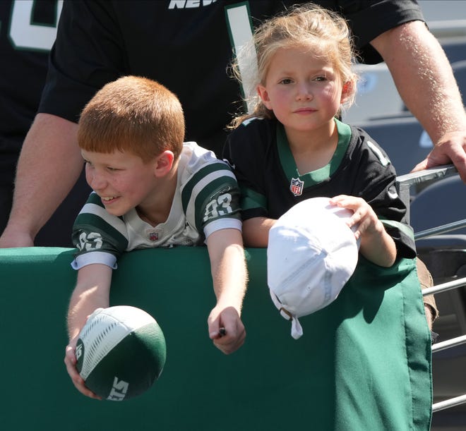 East Rutherford, NJ -- August 10, 2024 -- Jets fans during pre game warm ups as the Washington Commanders came to MetLife Stadium to play the New York Jets in the first press season game of the 2024 season.