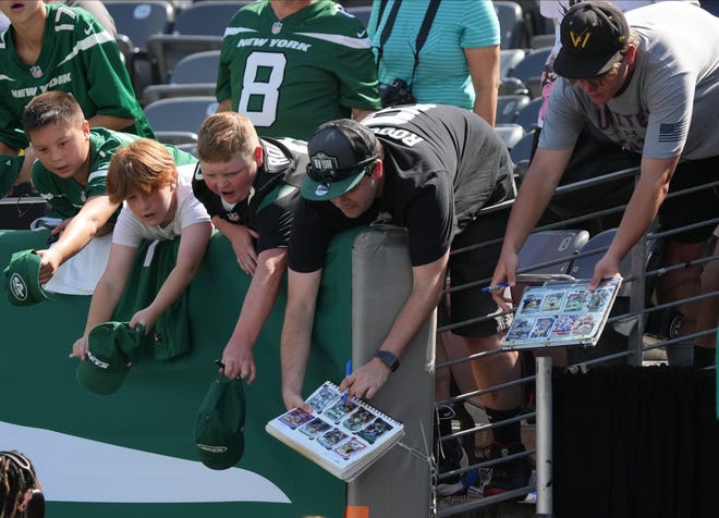 East Rutherford, NJ -- August 10, 2024 -- Jets fans during pre game warm ups as the Washington Commanders came to MetLife Stadium to play the New York Jets in the first press season game of the 2024 season.