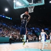 LeBron James dunks the ball during the men's Gold Medal basketball match between France and USA at the Paris Olympics on Saturday.