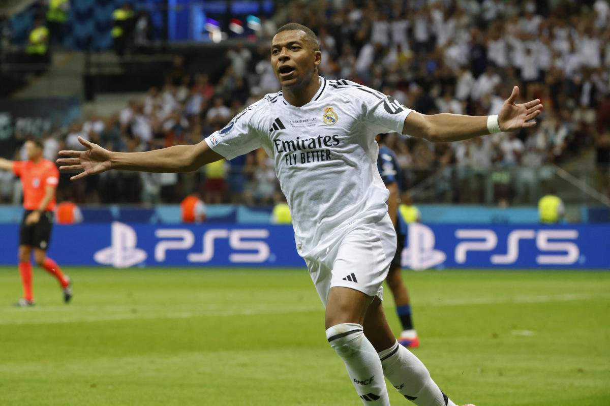 UEFA Super Cup: Kylian Mbappé scores in Real Madrid debut during victory over Atalanta