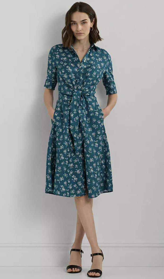 Lauren Ralph Lauren Women's Linen Floral Shirtdress