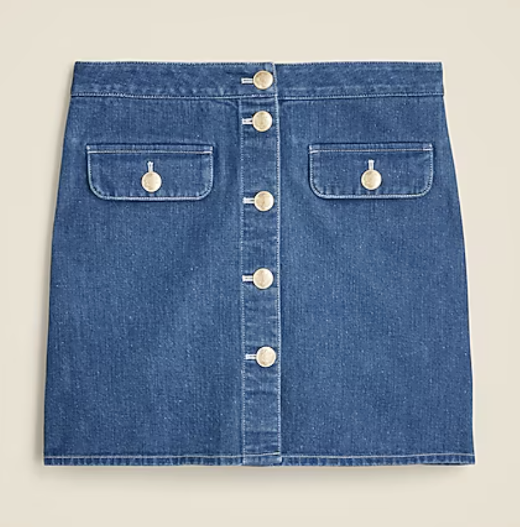 J.Crew Button-front denim mini skirt