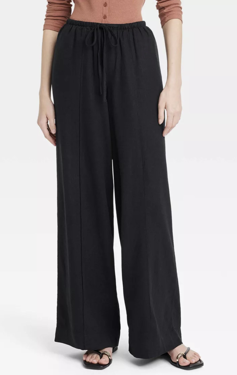 A New Day Women's High-Rise Wide Leg Linen Pull-On Pants