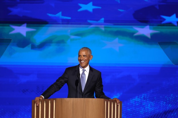 Former President Barack Obama speaks at the Democratic National Convention...