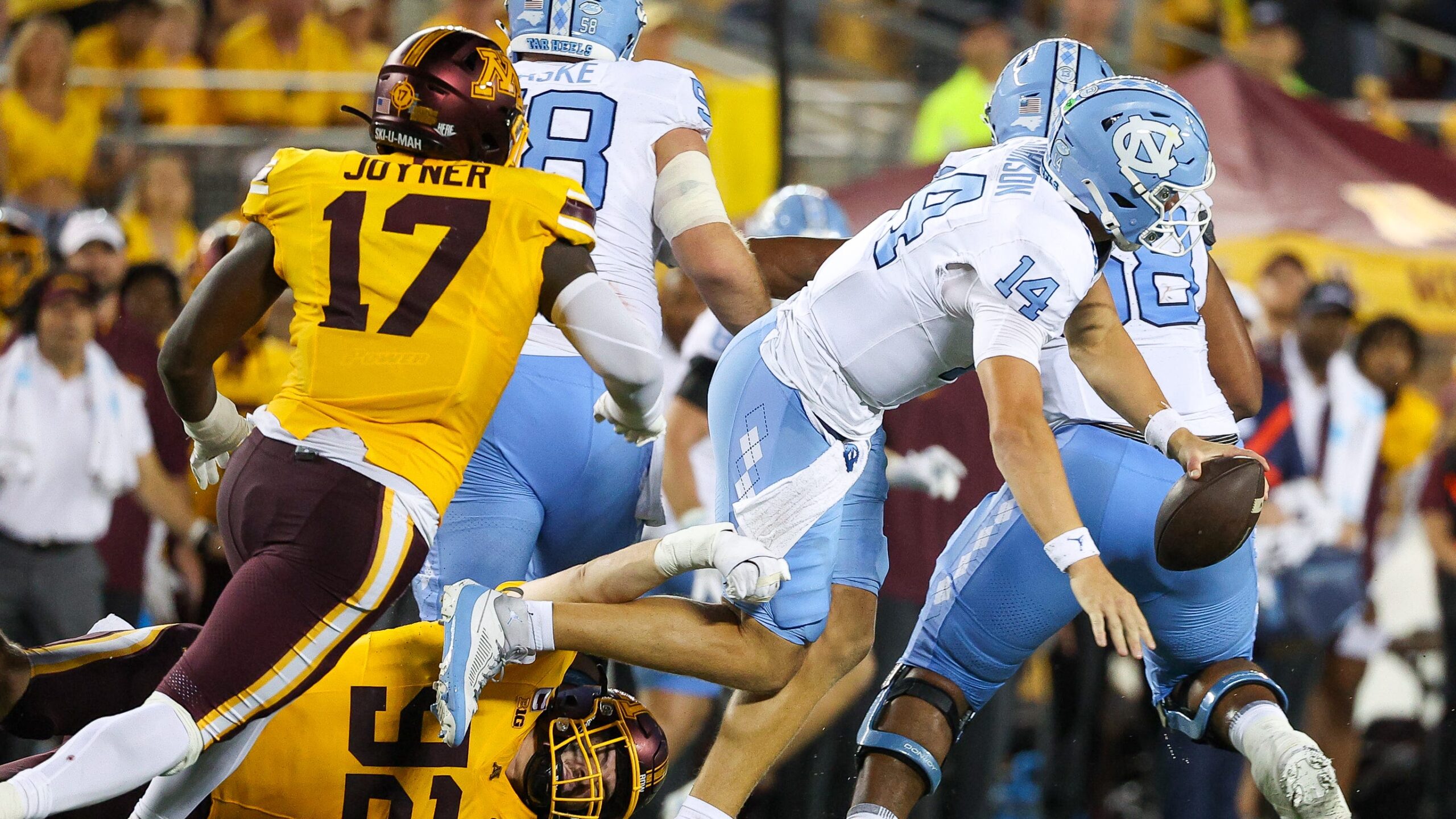 UNC football QB carted off after knee injury