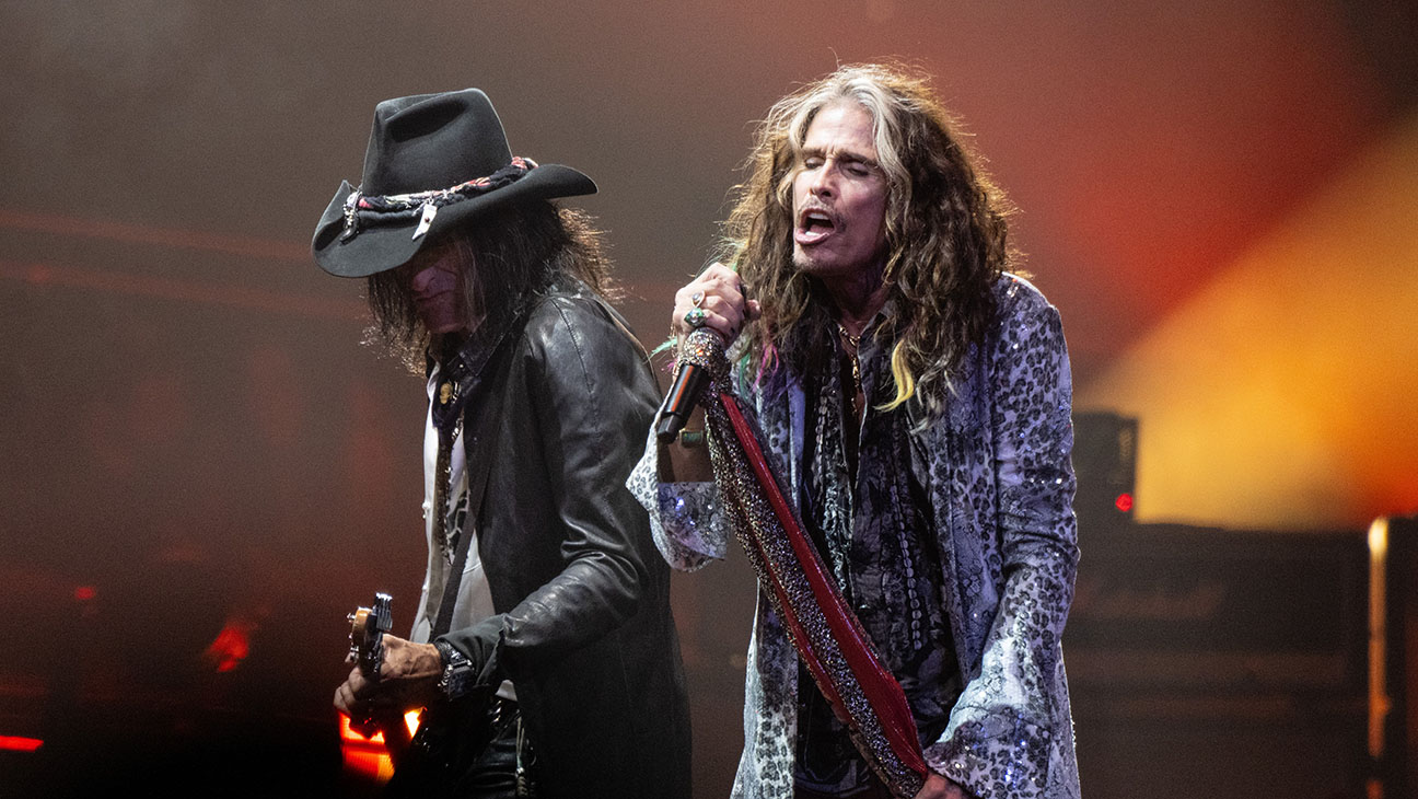 From left: Joe Perry and Steven Tyler of Aerosmith perform live on stage at the Wells Fargo Center on September 02, 2023 in Philadelphia, Pennsylvania.