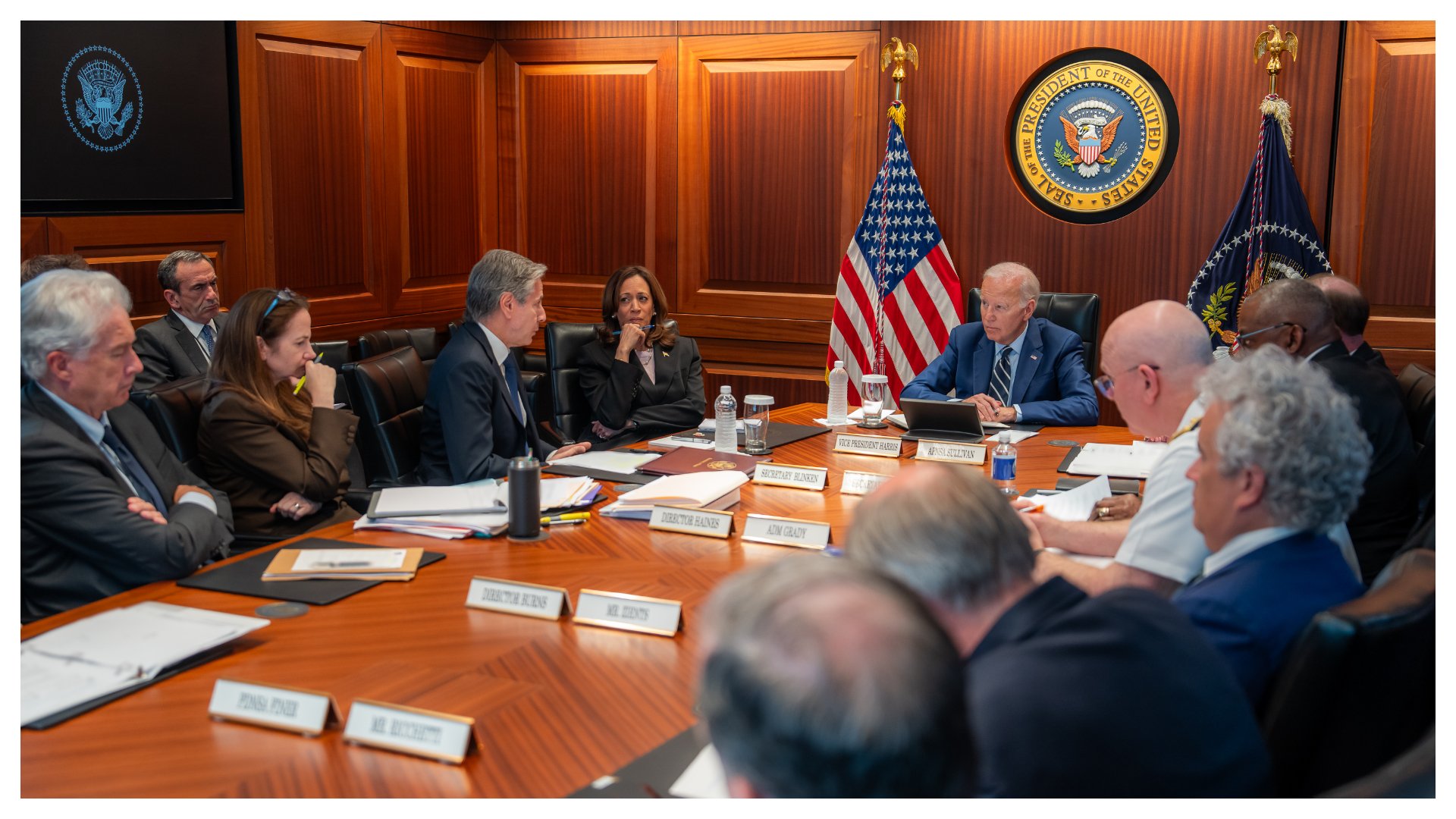 US President Joe Biden, VP Kamala Harris and senior national security team