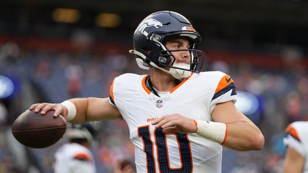 Denver Broncos quarterback Bo Nix...