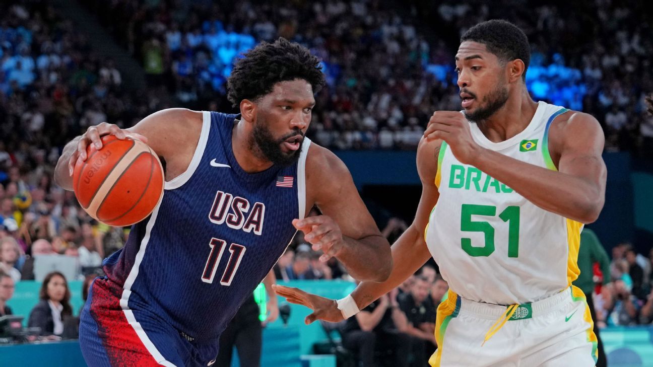 Joel Embiid laughs off jeers, leads U.S. rout into Olympic semis