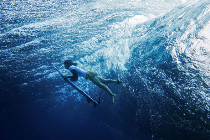 Australian surfer Molly Picklum trains in Tahiti on Sunday, July 21. Tahiti, an island in French Polynesia, is hosting the Olympic surfing competition.