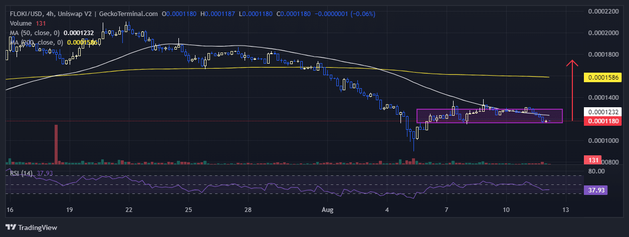 FLOKI Price Chart Analysis Source: GeckoTerminal.com