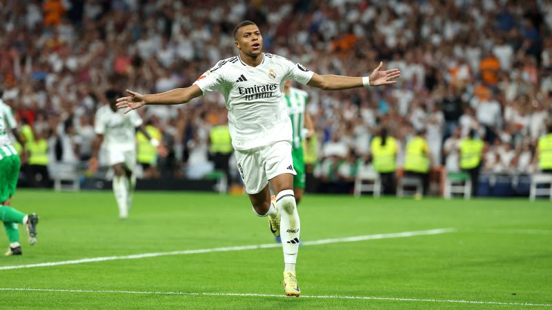 Kylian Mbappé scores first league goals for Real Madrid in win against Real Betis