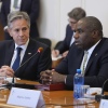 U.S. Secretary of State Antony Blinken and Britain's Foreign Secretary David Lammy meet with Ukraine's Foreign Minister Andrii Sybiha at the Ministry of Foreign Affairs in Kyiv, Ukraine, Wednesday.