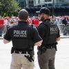 U.S. Secret Service police provide security before former President and 2024 presidential nominee Donald Trump and vice presidential nominee J.D. Vance speak at their first campaign rally together at Van Andel Arena in Grand Rapids, Mich., on Saturday.