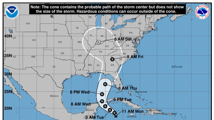 Hurricane track for potential Tropical Cyclone Nine includes Tennessee