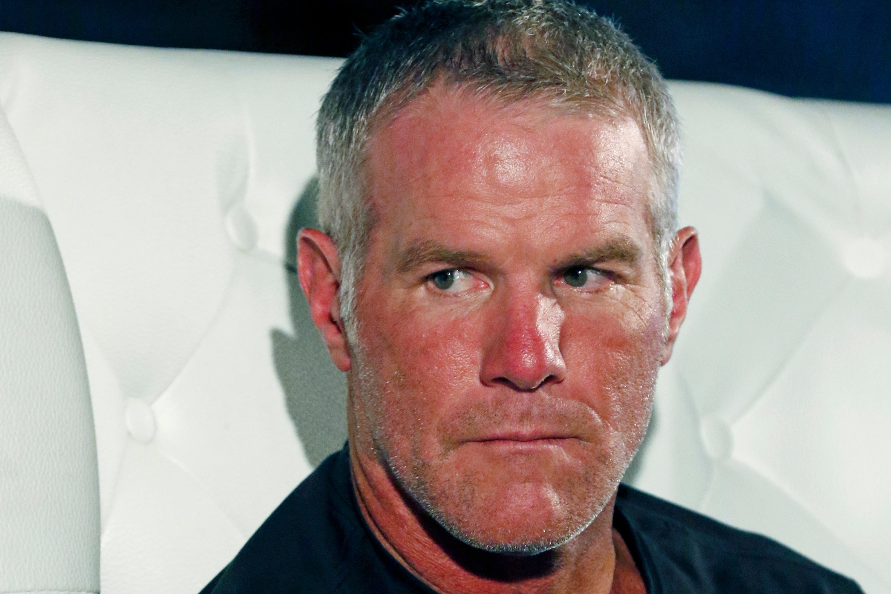 PHOTO: Retired NFL quarterback Brett Favre participates in a question and answer session at a fundraiser, a facility that provides training and assistance for special needs students, Wednesday, Oct. 17, 2018 in Jackson, Miss.