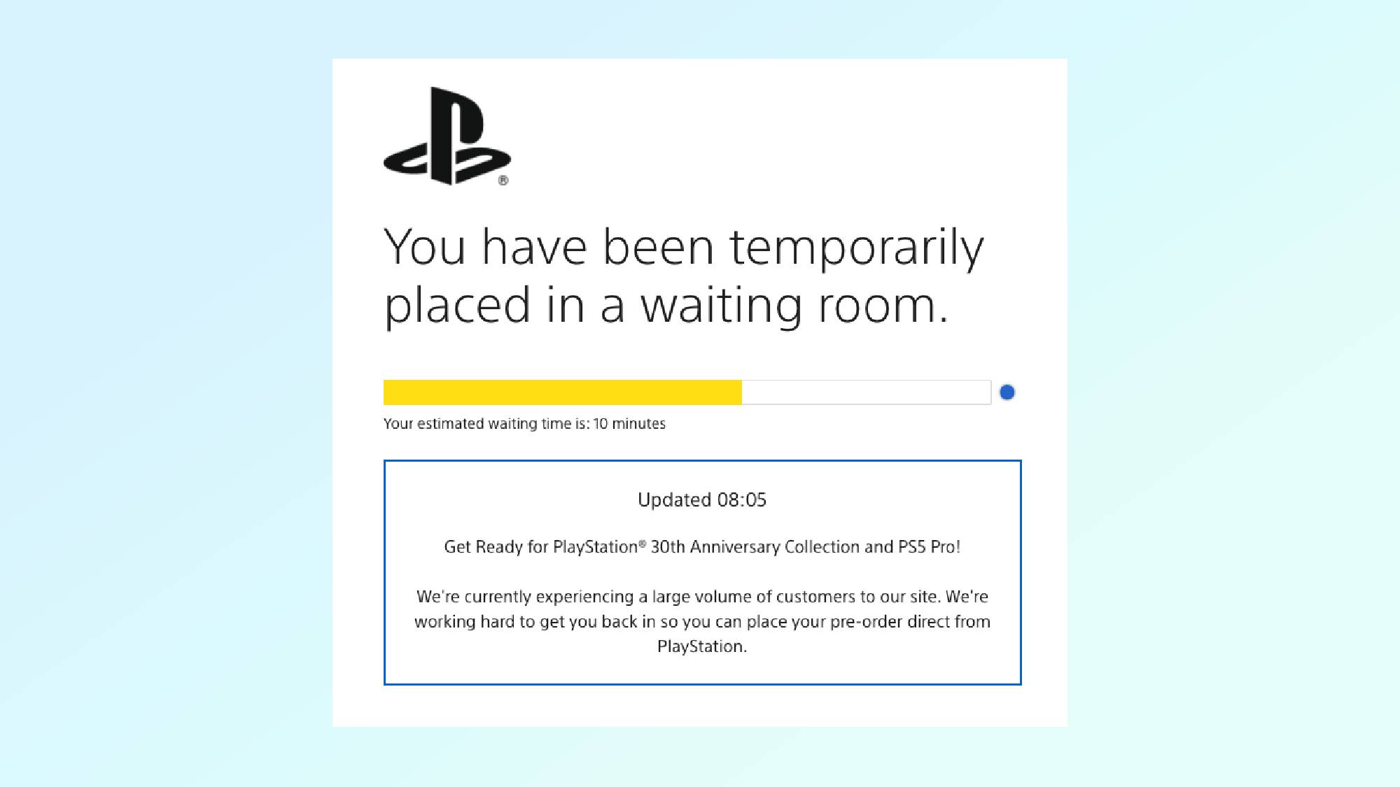 PlayStation Direct pre-order queue image